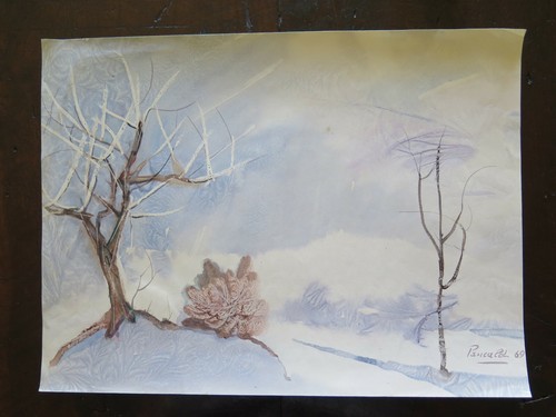 Vieux tableau aquarelle - vieux,