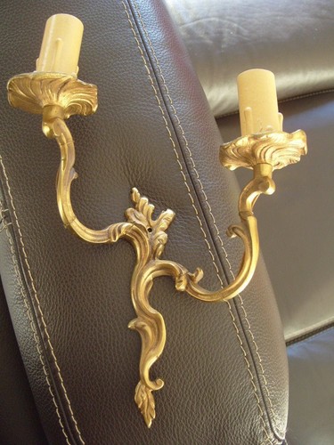 Lampe ancienne applique bronze - lampe,
