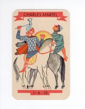 Chromo Merovingiens  Les Francs CHARLES MARTEL 85 x 55 mm TB Semi-cartonnée