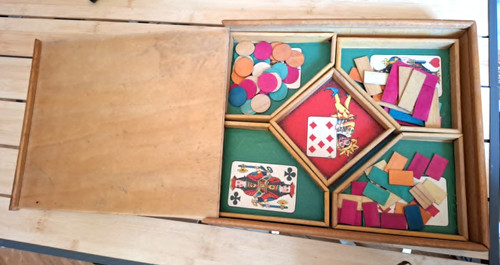 Ancien coffret bois avec - ancien,