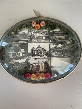 Cadre ancien en verre bombé, Vichy 18, 5 cm / 15 cm, souvenir , fleurs séchées