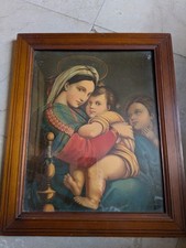 Gravure ancienne Vierge a l'enfant