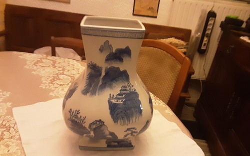 Vase porcelaine asiatique bleu - vase,