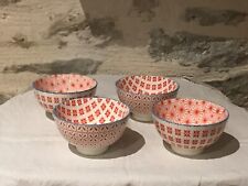 Lot de 4 bols en céramique, décor extérieur/intérieur