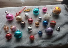 Lot 24 Boules de Noel + 1 cimier Vintage années 60-70 déco sapin verre églomisé