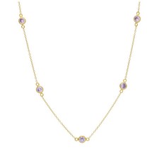 jewellerybox Collier en argent sterling plaqué or multi alexandrite CZ Rub Over