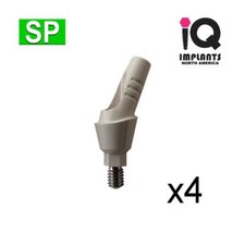IQ USA Accessoire Temporaire PEEK, 25º Anglé 3mm (4 Pk), 3.5-3.75 Int Hex Platfo
