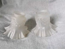 Sublime Paire D'anciennes tulipes, globes en verre pour lampe art déco 