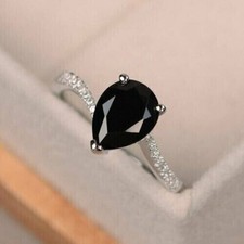 3 CT Noir Bague Diamant Poire