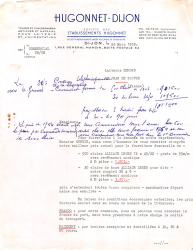 Facture 1959 tolerie et - ,