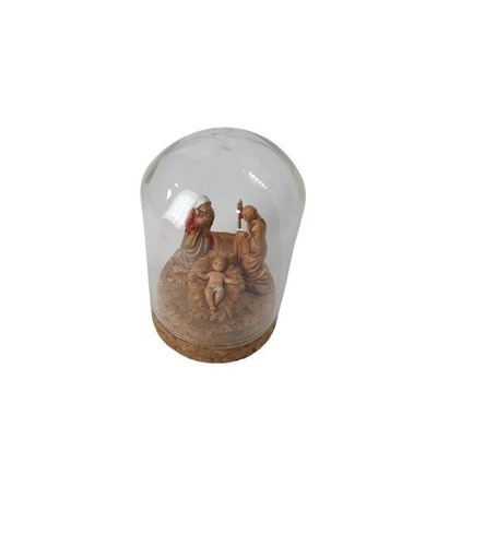 Crèche cloche verre 6x5 cm - en,