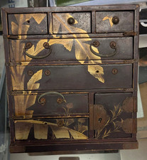 cabinet / coffre à bijoux ancien japon période Meïji,  laque  Feuille Bambou