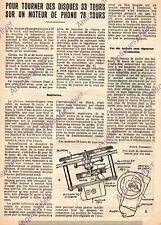 TOURNE DISQUE MUSIQUE  / SCHEMA PLAN DECOUPE 1952 DIY MUSIC LP