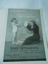 Publicité 1930  Nouveauté Côte extra fine Petit Bateau sous vêtement