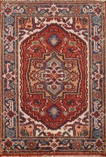 Rouille Tapis Oriental 2x3 Noués à la Main Laine Traditionnel Motif Géométrique
