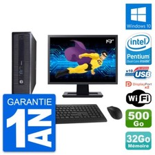 PC HP 600 G1 SFF Ecran 19" Intel G3220 RAM 32Go Disque 500Go Windows 10 Wifi