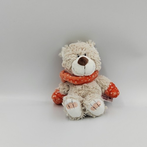 Doudou peluche ours gris - , rouge