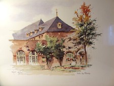 MONT SAINT ODILE Salle des Pèlerins aquarelle de Robert KUVEN (Strasbourg)