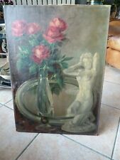 Huile sur Toile femme nue aux roses de MULLER