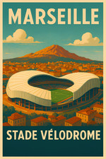 Affiche illustre marseille stade velodrome (40 x 60 cm)
