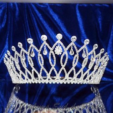 Bijou de tête couronne miss mariage diadème argentée cristal clair "COLLECTOR"