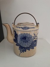 Porcelaine Chinoise Théière Ancienne Blanc Bleu