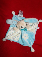 Doudou Plat Lapin Beige Bleu