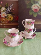 Lot De 3 Duos Tasses/Sous Tasses Anglaise En Porcelaine Fine (Fine Bone China)