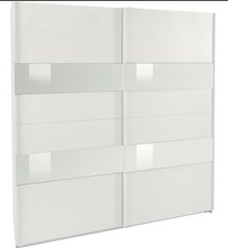 Armoire À Portes Coulissantes Altona 225x65x236cm Blanc Verre Blanc (18857)