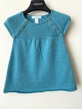 Robe Bébé Fille Obaïbi 6 Mois Bleu Turquoise Coton Polyamide Alpaga Neuf 