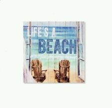 Tableau cadre toile Plage - mer - transat - 40 x 40 cm