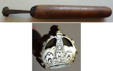 Sceau fer à dorer  bronze 18e siècle couronne royale seal cachet crown