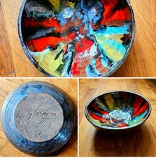 Coupe céramique multicolore vintage 50-60-70-80 faïence Vallauris grès vintage 