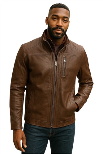 Veste classique cuir - classique, brun