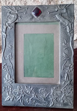 ancien cadre photo étain repoussé art nouveau