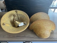 Paire d'appliques murales + Vasques demi lune en pâte de verre tacheté