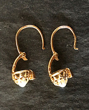 Paire de boucles oreilles avec perle, Or tête d'aigle 1,8g