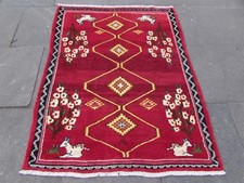Vintage Traditionnel Tribal Main Fabriqué Gabbe Oriental Rouge Laine Tapis
