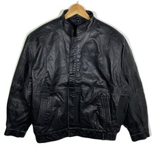 Blouson cuir noir vintage - cuir,