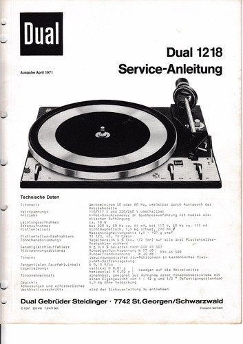Manuel service dual 1218 - de,