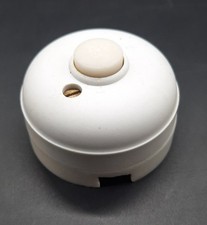 Ancien Bouton de sonnette interrupteur poussoir Bakélite Blanc Révisé OK