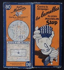 Carte MICHELIN 80 RODEZ NIMES 1936 Guide Bibendum pneu tyre map