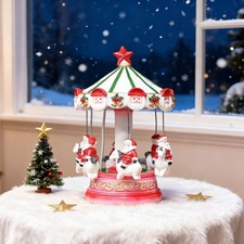 Carrousel de Noël avec lumières pour meuble de salon style campagnard