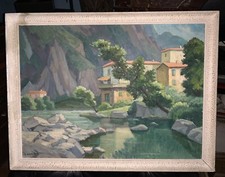 Edmond Chauvet tableau peinture hst paysage Breil sur Roya Alpes maritimes