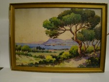 Signé Baudoin, probablement alentours Toulon, aquarelle bord de mer  #1333#