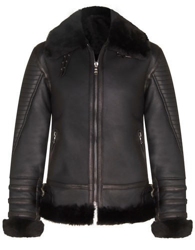 Veste cuir shearling - cuir,