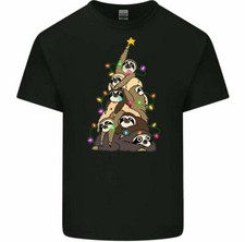 Paresseux Noël Arbre T-Shirt Hommes Haut Unisexe Enfants Garçons Filles