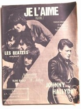 Partition vintage sheet music JOHNNY HALLYDAY : Je L'aime / THE BEATLES : Girl
