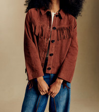 Veste en cuir à franges daim