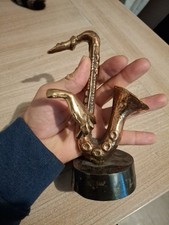 Sculpture en Bronze Le Saxophone et La Main signé LOHE Yves Musique Jazz